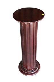 Contemporary fluted column mahogany finish pedestal