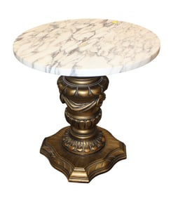 Vintage Italian custom made base round marble top table
