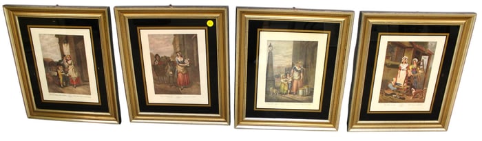4 vintage F. Wheatly R.A prints in frames Cries of London & 1 other
