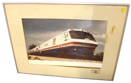 Vintage photograph in period aluminum frame under glass The First LRC Train 1980