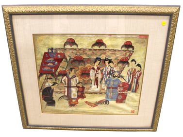 Artist signed Asian framed print. Nice colors.