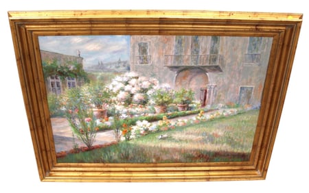 Vintage signed Nicholas oil on canvas framed artwork