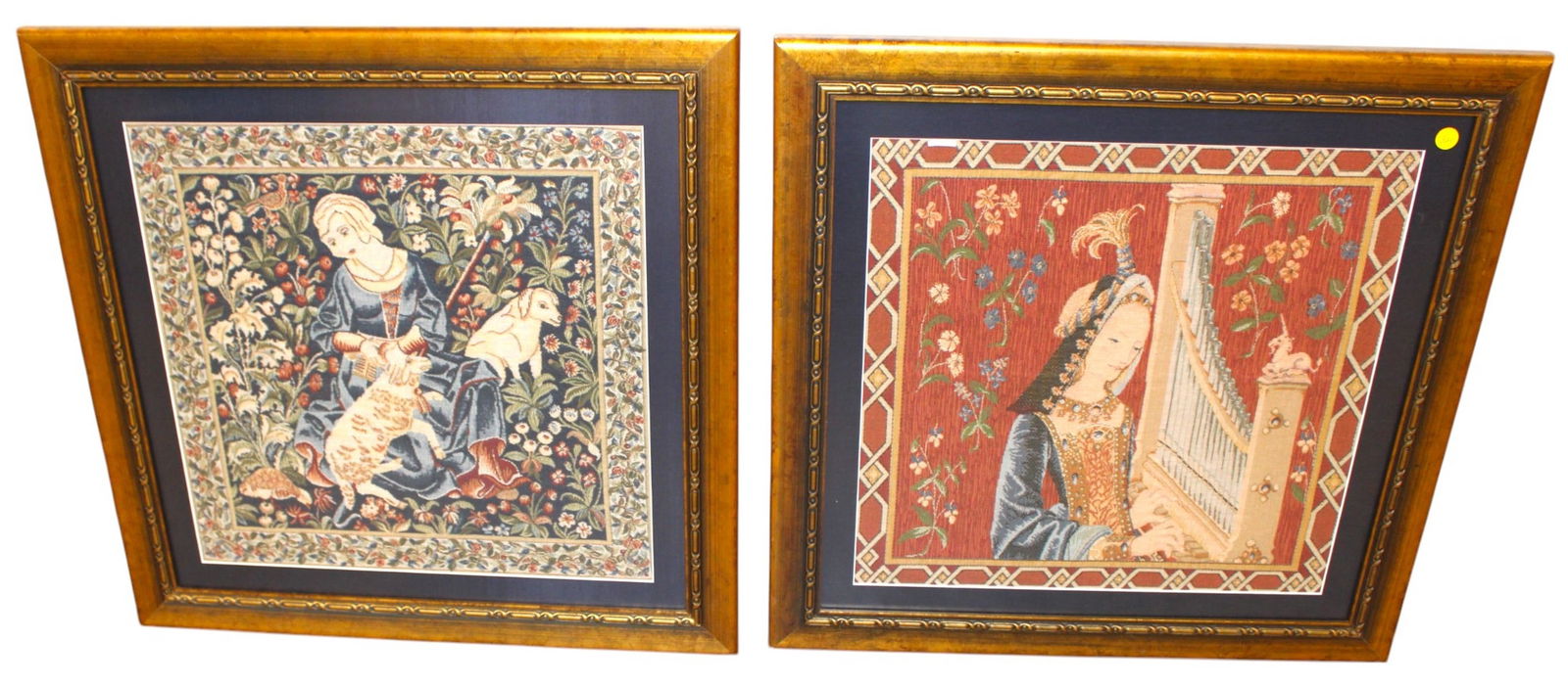 2 framed Indian needlepoint style prints under glass (1 of 2)