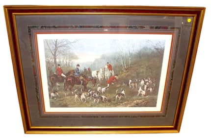 George Wright print, Run to Earth English Fox Hunt