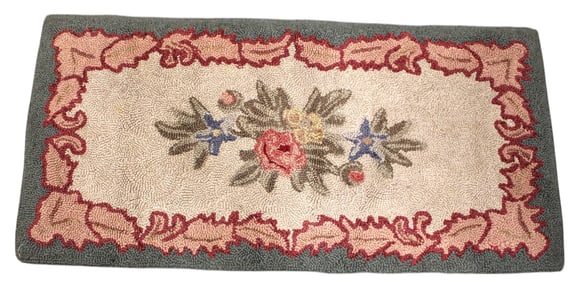 Semi antique Victorian hook rug 47x23