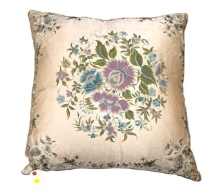 Semi antique downed with silk embroidered square pillow 25x25x10