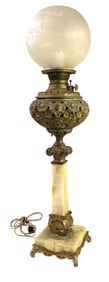 Antique Victorian piano lamp with onyx base