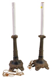 Pair of semi antique candlestick style lamps