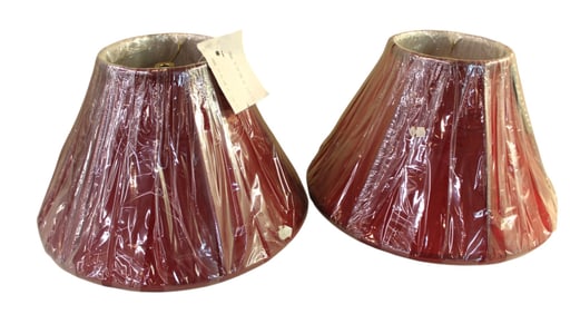 Pair like new Ruby lamp shades still in plastic 14" & 9.5"h diameter still in plastic