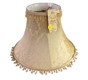 Scoke vintage lamp shade, gold and beaded with original tag