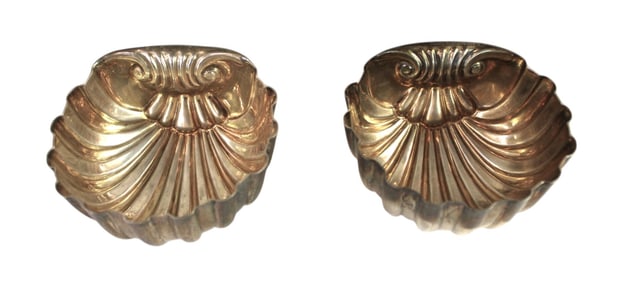 2 Cartier sterling silver semi antique shell bowls