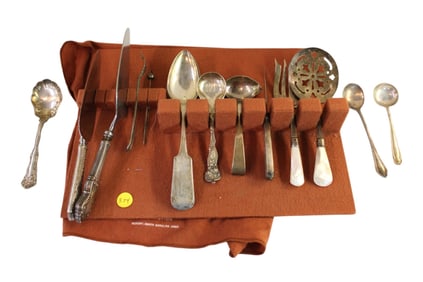 15 pieces of Victorian silverplate. 2 have mother of pearl handles.