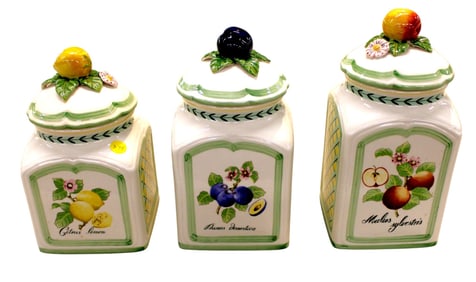Villeroy & Boch 1748 French Garden Charm  Faience 3pc canister set