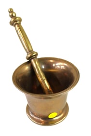 Antique brass mortar and pestle