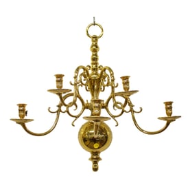Williamsburg Colonial 5 burner brass wall sconce. 23"h x 24"w