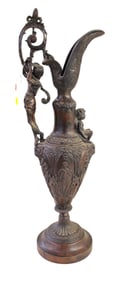 Large figural handled bronze urn 25"h
