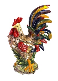 Large porcelain J. Willfred decorative rooster 16"h