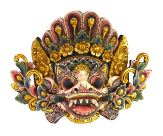 Asian native hand carved wooden mask