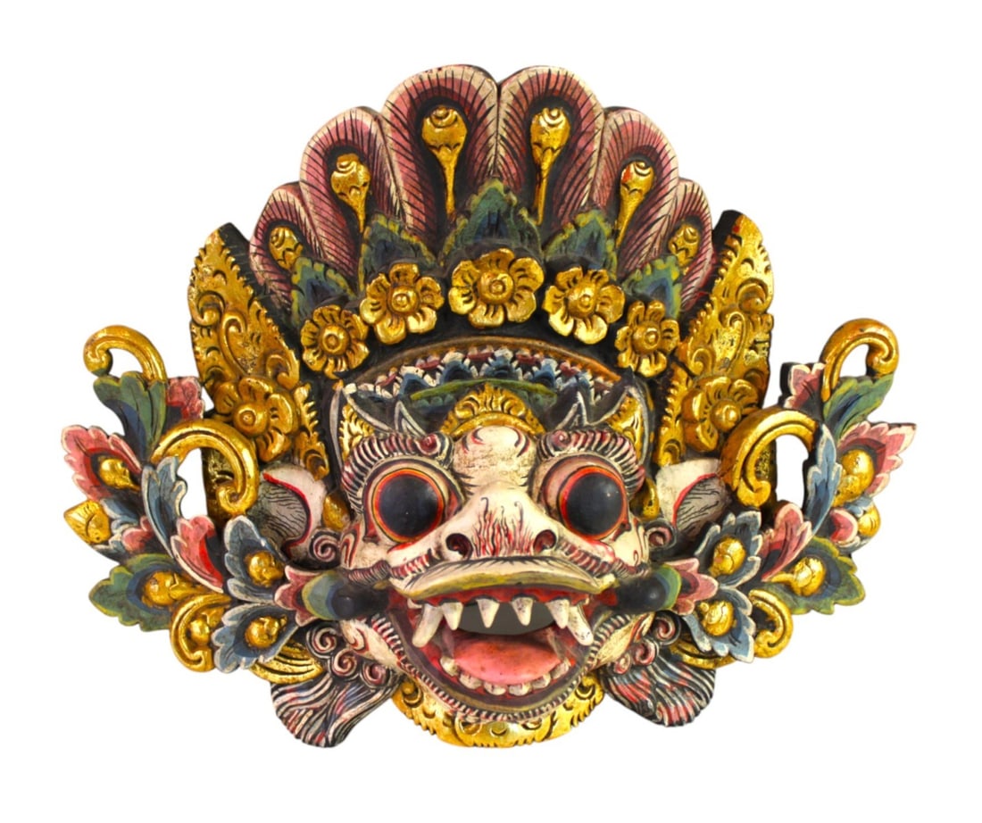 Asian native hand carved wooden mask (1 of 3)