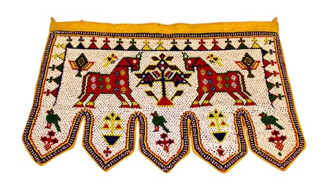 Semi antique indian Gujaret Saurashtra beadwork 21"l x 14"h
