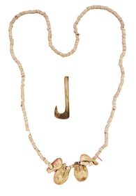 Native american bone beaded necklace and hook