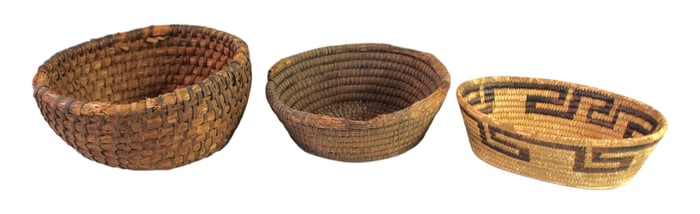3 Pima Tribe Arizona bowls early ca.1900's made of agave leaves