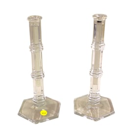 Pair of Tiffany & Co. leaded crystal candle sticks, 11"h x 5"