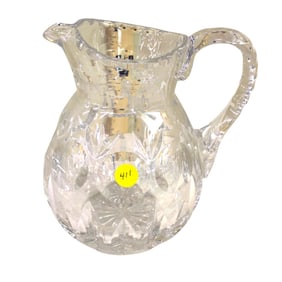 Brilliant lead crystal cut glass water pitcher manner Waterford 8"h