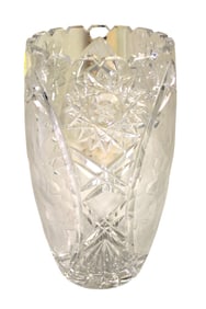 Brilliant cut glass lead crystal vase 8"h