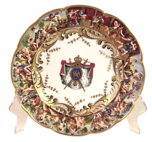 Vintage 10" plate Capodimonte Au Roi de Rome Naples 1811