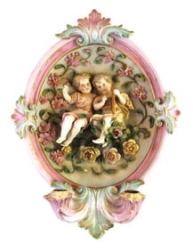 Vintage Capodimonte porcelain wall candle sconce, 11"h