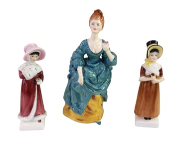 3 Royal Doulton porcelain figurines: Olga, Sophie & Louise,  8" 6" 6"
