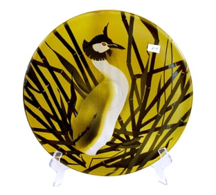 Art glass cameo plate sg & reg. HOFF dated 1979, 13.25" diameter