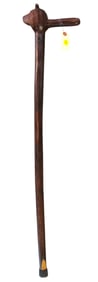 Hand carved rosewood bear head cane. 38"l