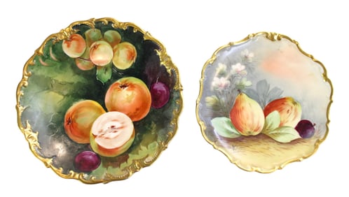 2 Beautiful antique Limoges hand painted plates 12" and 10"