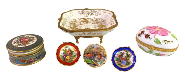 6 pieces of antique porcelain Limoges, Sevres and other