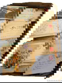 Box of Ephemera: letters, post cards, stamps & more