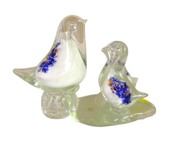 Hand made art glass hand made birds.