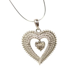 Diamond and sterling heart pendant, 1"x .75" in gift box