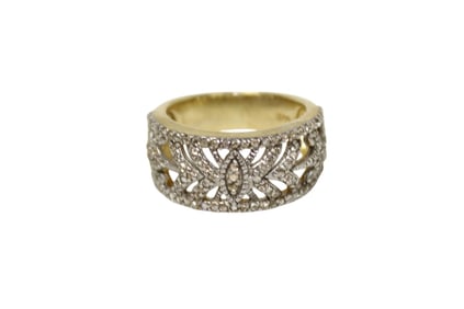 1.02ct Diamond 14kt yellow gold over s/s ring in fancy lighted box, 7.5