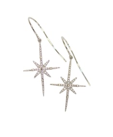 Diamond dangle earring in sterling silver in gift box, 1.5"