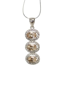 1.70ct peach morganite & white sapphire pendant in sterling silver in gift box, 1"