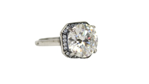 5.0ct moissanite ring with GRA certification in 925 s/s in fancy lighted gift box, size adjustable