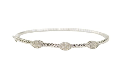 Diamond and 925 sterling bangle bracelet in gift box, as photo'd inside approx. 2.25x2