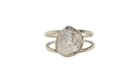 Herkimer diamond ring in sterling silver with gift box, 9.25