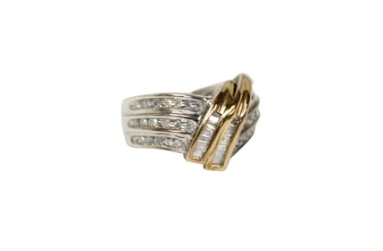 1.0ctw natural diamond ring in yellow gold and sterling silver, 7