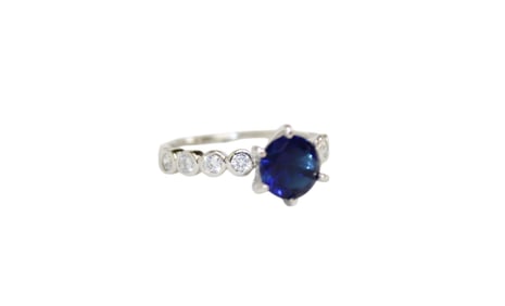 2.0ct blue sapphire & white topaz ring in sterling silver, 8