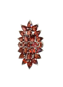 1.5" natural garnet 8.0ctw chunky cluster ring in sterling silver, 5