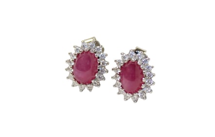 2.0ctw ruby & white sapphire sterling silver stud earrings