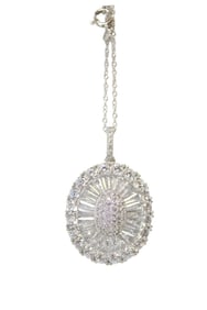 2.60ctw simulated diamond 1.25" pendant and 9" necklace in sterling silver, 1.25" pendant
